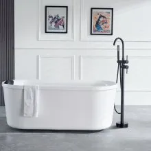 VEVOR Freestanding Bathtub Faucet, Floor Mount, Freestanding Tub Filler, Shower Mixer Taps, Two Water Modes, 360° Swivel Spout, for Bathing & Showering Pet Bathing Cleaning Drains Toilet Flushing