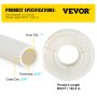 VEVOR PEX Pipe, 25.4mm x 152.4m PEX Tubing, Non Oxygen Barrier White PEX-B Pipe, Flexible PEX Water Line for RV Sewer Hose, Plumbing, Radiant Heating