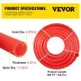 VEVOR PEX Pipe, 7/8 inch x 500 FT PEX Tubing, Non Oxygen Barrier Red PEX-B Pipe, Flexible PEX Water Line for RV Sewer Hose, Plumbing, Radiant Heating