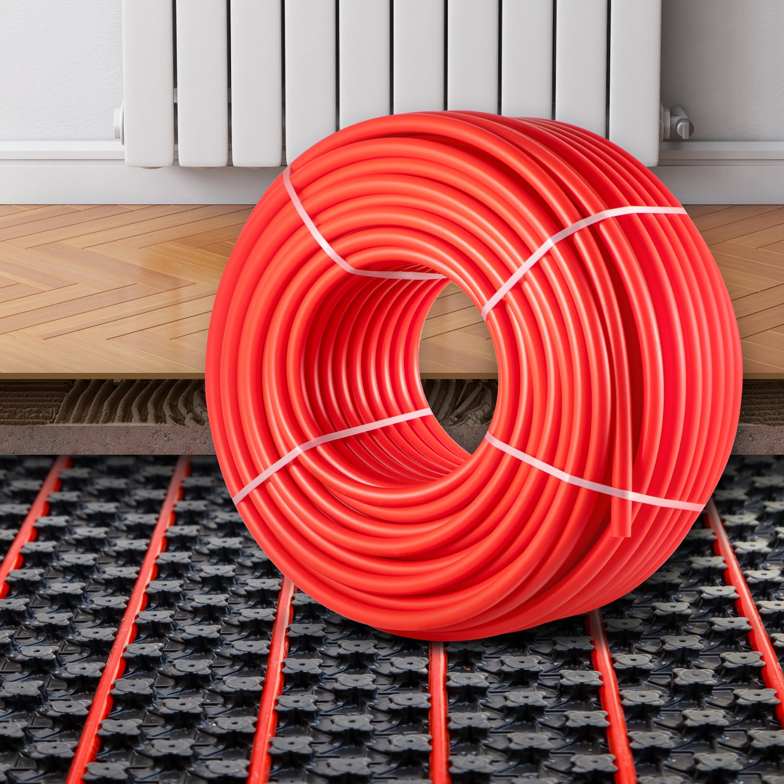 VEVOR PEX Pipe, 7/8 inch x 500 FT PEX Tubing, Non Oxygen Barrier Red PEX-B Pipe, Flexible PEX Water Line for RV Sewer Hose, Plumbing, Radiant Heating