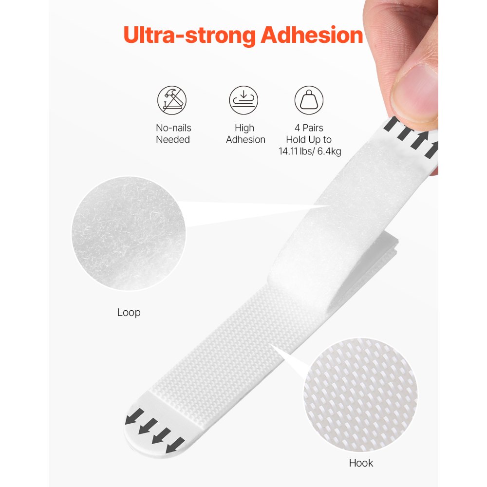 VEVOR Picture Hanging Strips, 34 Pairs, Large Picture Hangers with Removable Adhesive, Hook & Loop Strips, Wall Hanging Strips for Damage Free Picture Hanger, Mounting of Photos, Frames, Wall Decor