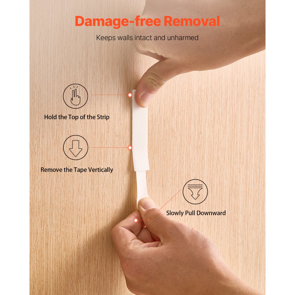 VEVOR Picture Hanging Strips, 34 Pairs, Large Picture Hangers with Removable Adhesive, Hook & Loop Strips, Wall Hanging Strips for Damage Free Picture Hanger, Mounting of Photos, Frames, Wall Decor