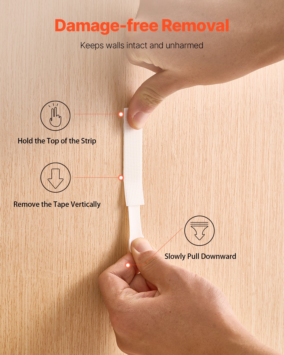 VEVOR Picture Hanging Strips, 34 Pairs, Large Picture Hangers with Removable Adhesive, Hook & Loop Strips, Wall Hanging Strips for Damage Free Picture Hanger, Mounting of Photos, Frames, Wall Decor