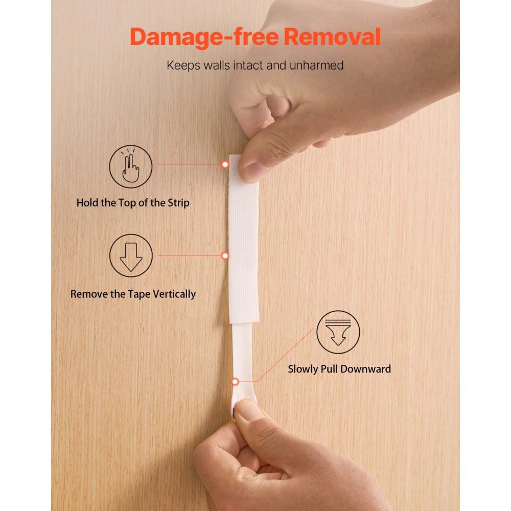 VEVOR Picture Hanging Strips, 16 Pairs, X-Large Picture Hangers with Removable Adhesive, Hook & Loop Strips, Wall Hanging Strips for Damage Free Picture Hanger, Mounting of Photos, Frames, Wall Decor