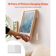 Picture Hanging Strips 16 Pairs X-Large Wall Hanging Strips for Damage Free