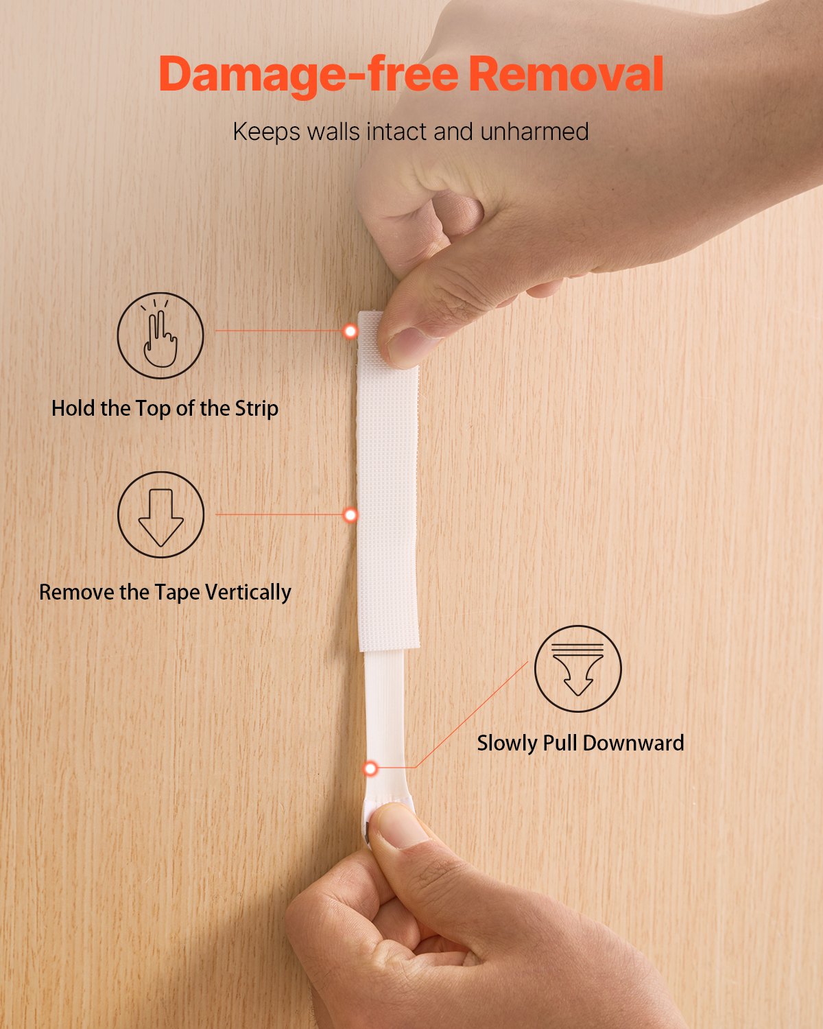 VEVOR Picture Hanging Strips, 16 Pairs, X-Large Picture Hangers with Removable Adhesive, Hook & Loop Strips, Wall Hanging Strips for Damage Free Picture Hanger, Mounting of Photos, Frames, Wall Decor