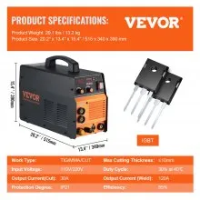 VEVOR 3 in 1 Plasma Cutter Welder Machine, CT-312 TIG/MMA Plasma Cutter Combo Machine, Non-Touch Pilot Arc, 30A Plasma Cutter, 120Amp TIG/Stick Welder, Digital 110/220V Dual Voltage IGBT Inverter