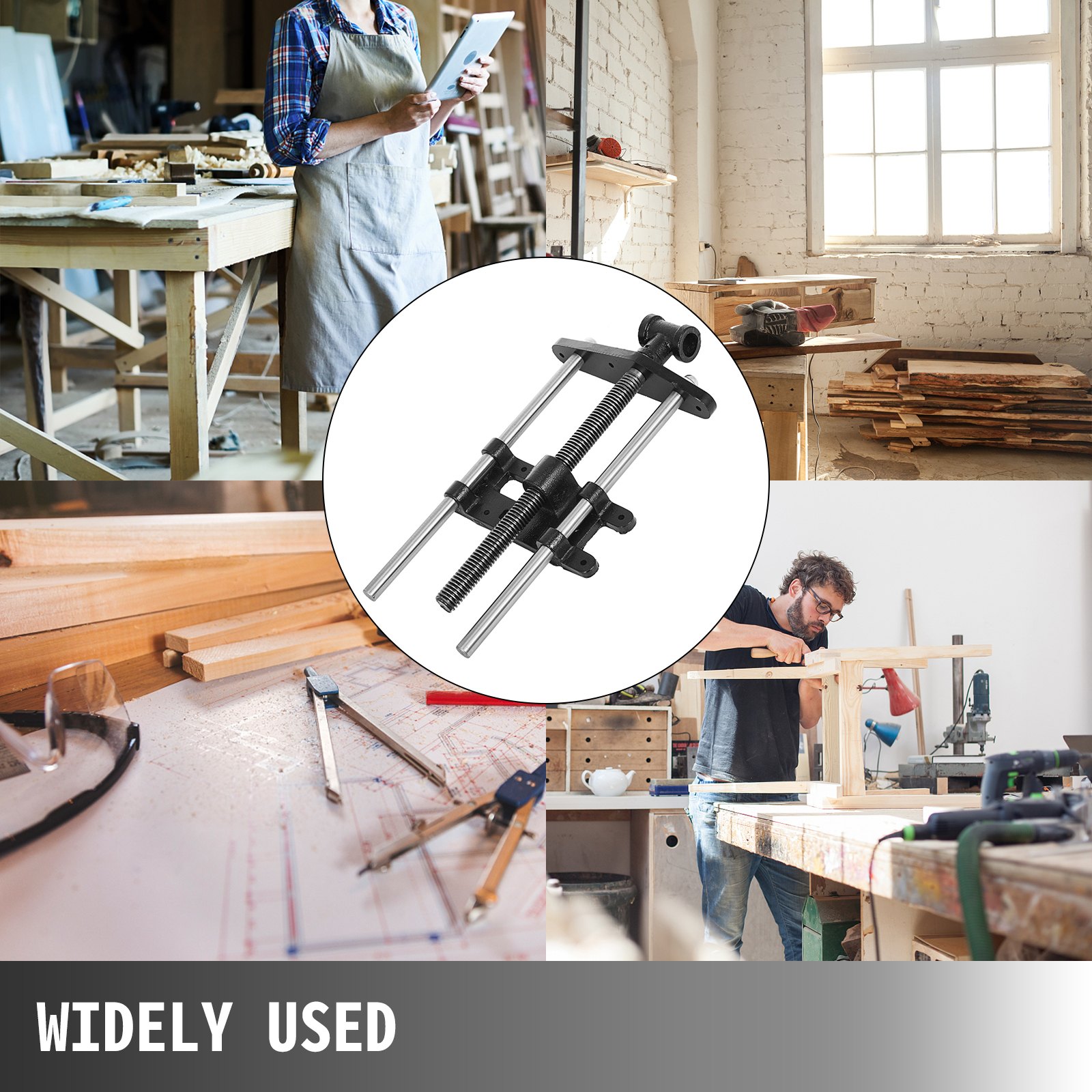 VEVOR 10.5" Woodworking Bench Vise, Wood Clamp Locking Cast Iron 500mm Screw