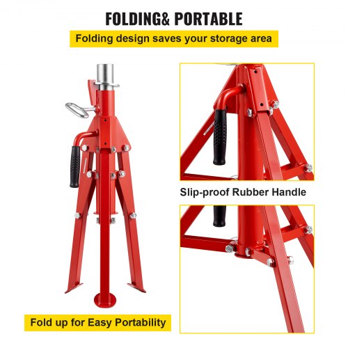 VEVOR V-Head Pipe Stand – Adjustable Height 28-52 Inch, 2500 LB Capacity, Folding Tripod Design