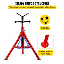 VEVOR V Head Pipe Stand 1/8\"-12\" Capacity, Adjustable Height 24\"-42\", Pipe Jack Stands 2500 lb. Load Capacity, Portable Folding Pipe Stands, Carbon Steel Body More Durable