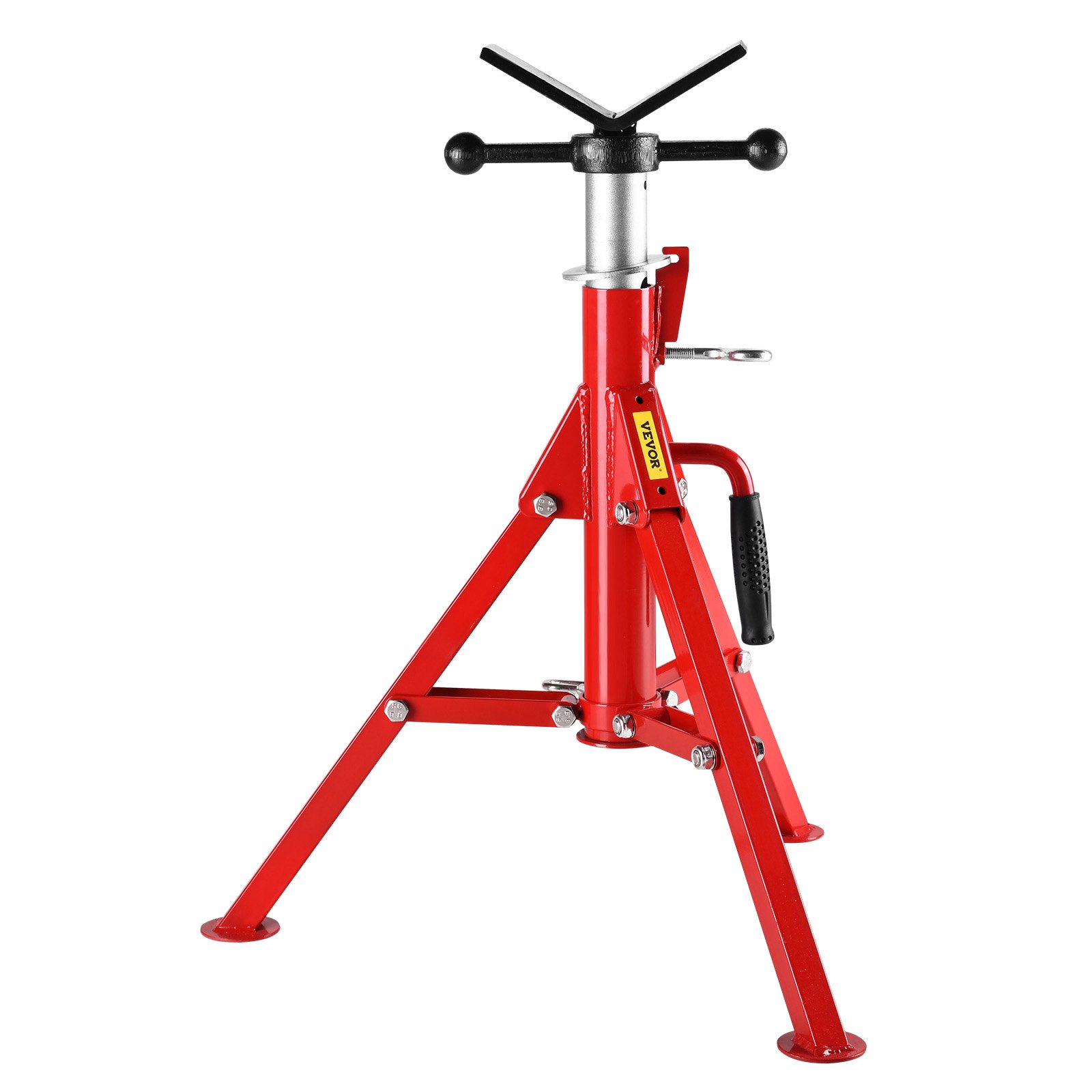 VEVOR V Head Pipe Stand 0.32 - 30.48 cm Capacity, Adjustable Height 610mm-1067mm, Pipe Jack Stands 1134kg Load Capacity, Portable Folding Pipe Stands, Carbon Steel Body for Enhanced Durability
