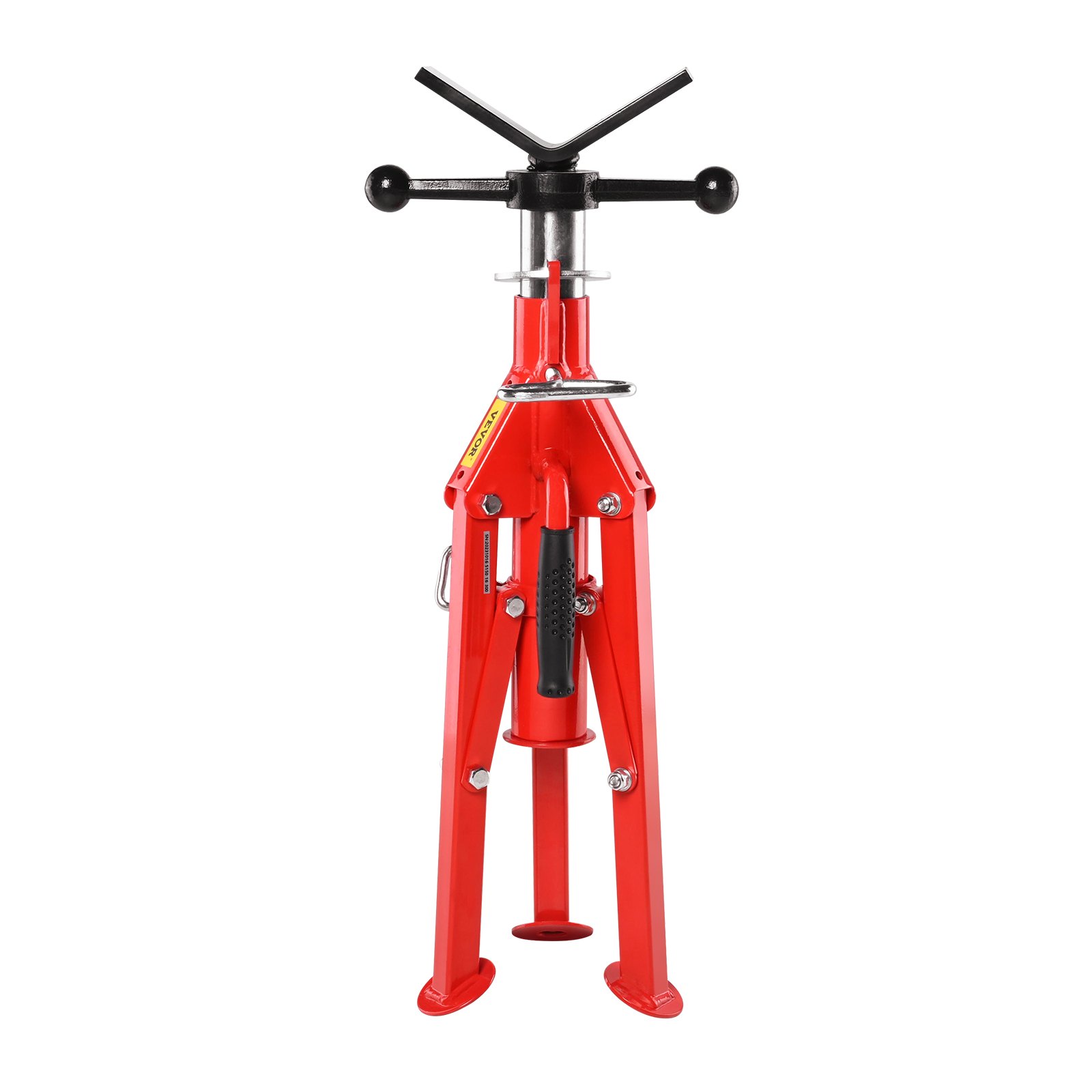 red VEVOR pipe stand with adjustable support and durable construction.