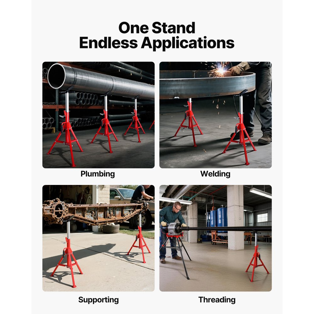 VEVOR V Head Pipe Stand Adjustable Height 71.1–132.1 cm 2500lbs Pipe Jack Stand Folding Portable High Folding Pipe Stand with V Head Fold A Trailer Jacks