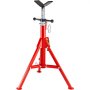 red VEVOR pipe stand with adjustable height and sturdy tripod base.