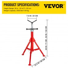 Fold-a-Jack V-Head High Pipe Stand, Pipe Capacity 30cm, Height 71 - 132 cm