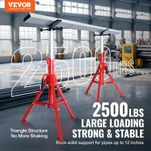 VEVOR V Head Pipe Stand Adjustable Height 71.1–132.1 cm 2041.2 kg/2 Tons Pipe Jack Stands Folding Portable High Folding Pipe Stand with V Head Fold A Trailer Jacks