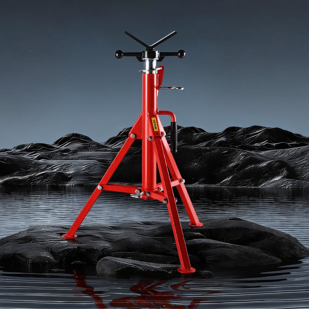 VEVOR V Head Pipe Stand 0.3-30.5 cm Capacity, Adjustable Height 71.1-132.1 cm, Pipe Jack Stands 1133.9 kg Load Capacity, Portable Folding Pipe Stands, Carbon Steel Body More Durable
