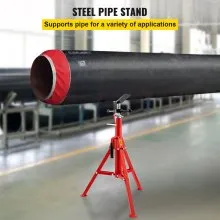 VEVOR V Head Pipe Stand 1/8\"-12\" Capacity,Adjustable Height 28\"-52,Pipe Jack Stands 2500 lb. Load Capacity,Portable Folding Pipe Stands, Carbon Steel Body More Durable