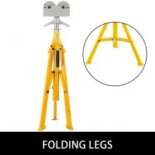 VEVOR Foldable Pipe Jack Stand Height Adjustment 32In to 55In, Roller Head Pipe Stand 4500Lbs/2 Tons Capacity for Pipe Threading, Pipe Hole Cutting