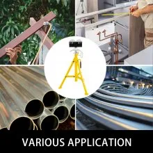 VEVOR Foldable Pipe Jack Stand Height Adjustment 32In to 55In, Roller Head Pipe Stand 4500Lbs/2 Tons Capacity for Pipe Threading, Pipe Hole Cutting
