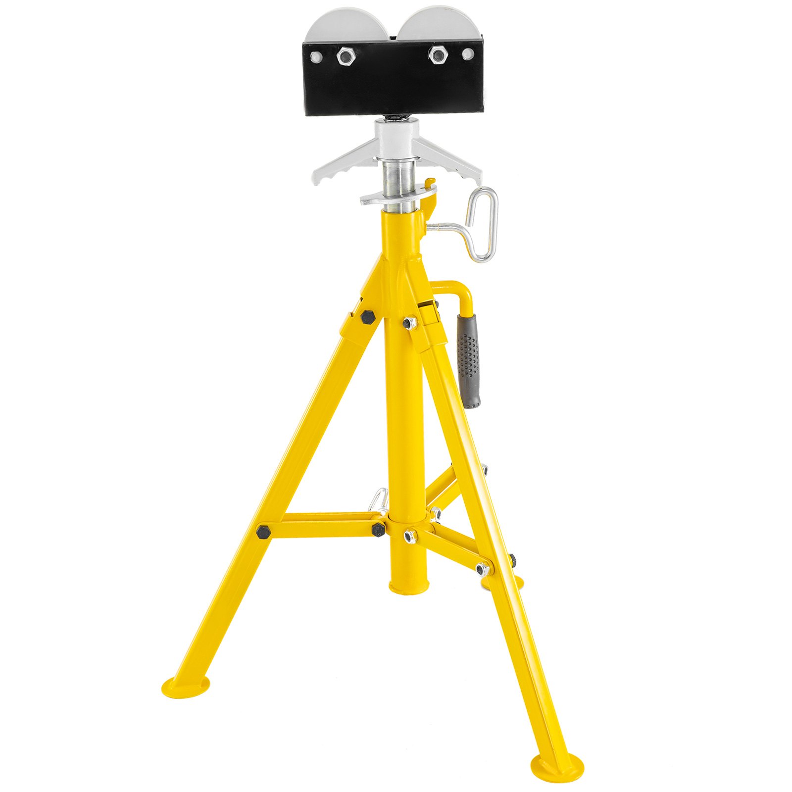 VEVOR Foldable Pipe Jack Stand Height Adjustment 32In To 55In, Roller Head Pipe Stand 4500Lbs/2 Tons Capacity for Pipe Threading, Pipe Hole Cutting