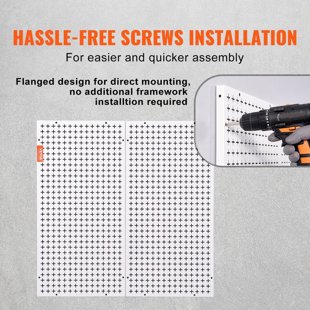 VEVOR Pegboard Wall Organizer 32" x 32", 330LBS Loading Garage Metal Pegboard Organizer, 2-Pack Wall Mount Tool Storage Peg Boards with Customized Grooves Fit 1/4" and 1/8" Hooks for Warehouse Garage