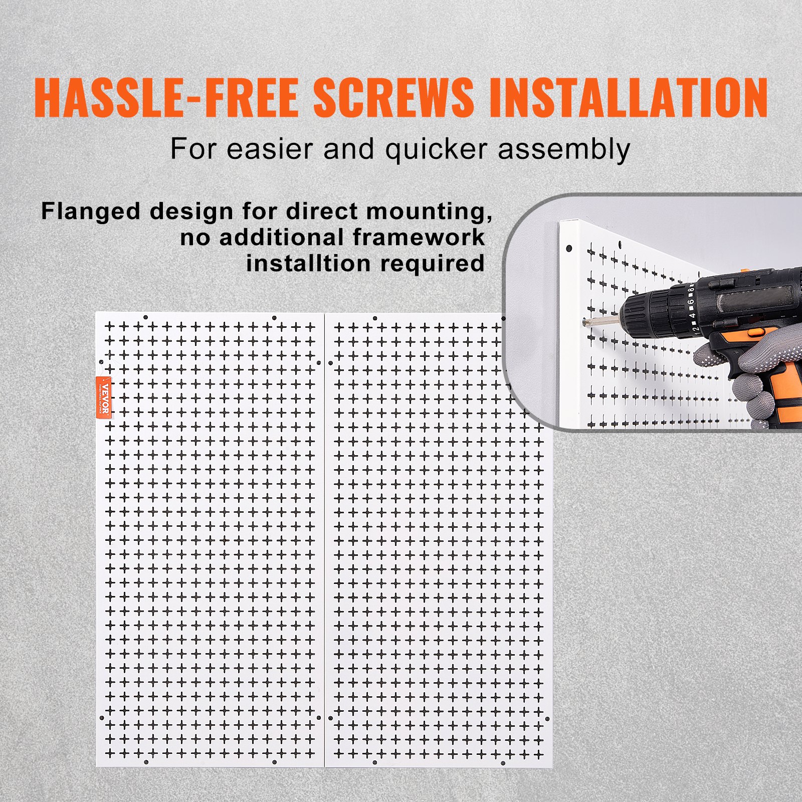 VEVOR Pegboard Wall Organizer 32" x 32", 330LBS Loading Garage Metal Pegboard Organizer, 2-Pack Wall Mount Tool Storage Peg Boards with Customized Grooves Fit 1/4" and 1/8" Hooks for Warehouse Garage