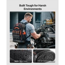 VEVOR Tool Backpack 65 Pockets Tear-resistant Jobsite Backpack for Electrician