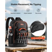 VEVOR Tool Backpack 65 Pockets Tear-resistant Jobsite Backpack for Electrician