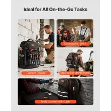 VEVOR Tool Backpack 65 Pockets Tear-resistant Jobsite Backpack for Electrician