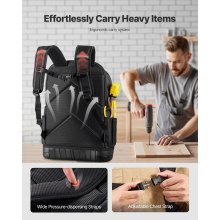 VEVOR Tool Backpack with Tools 65 Pockets Tear-resistant Jobsite Backpack