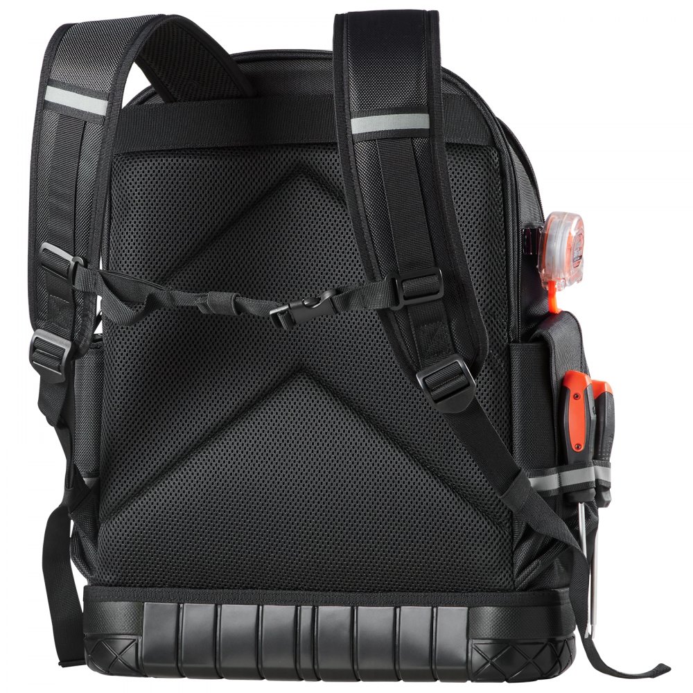 VEVOR Tool Backpack, 64 Pockets, Heavy-duty Tools Storage Organizer Work Bags with Laptop Compartment & Molded Base, Electrician Jobsite Backpack for Electrician, Repairman, and HVAC Techs