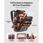 VEVOR Tool Backpack 64 Pockets Tear-resistant Jobsite Backpack for Electrician