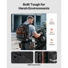 VEVOR Tool Backpack 64 Pockets Tear-resistant Jobsite Backpack for Electrician