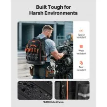 VEVOR Tool Backpack 64 Pockets Tear-resistant Jobsite Backpack for Electrician