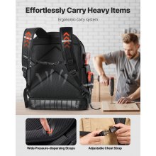 VEVOR Tool Backpack 64 Pockets Tear-resistant Jobsite Backpack for Electrician