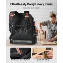 VEVOR Tool Backpack 64 Pockets Tear-resistant Jobsite Backpack for Electrician