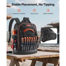 VEVOR Tool Backpack 64 Pockets Tear-resistant Jobsite Backpack for Electrician