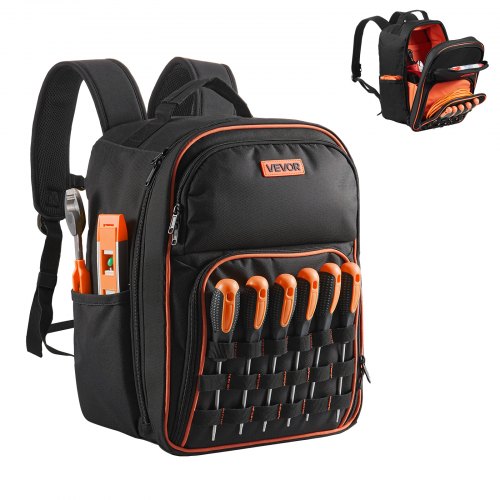 backpack for tools and laptop FUZVOL Heavy Duty Tool Backpack, 18-Inch Hard Shell Electrician Tool Bag, Full-Open Work Bag with Molded Base, Removable Tool Organizer, Compartment, HVAC Construction Men, Grey Whether on Klein Tools 55421BP-14 - Tradesman