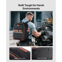 VEVOR Tool Backpack 49 Pockets Tear-resistant Jobsite Backpack for Electrician