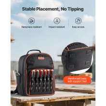 VEVOR Tool Backpack 49 Pockets Tear-resistant Jobsite Backpack for Electrician