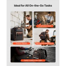 VEVOR Tool Backpack 49 Pockets Tear-resistant Jobsite Backpack for Electrician