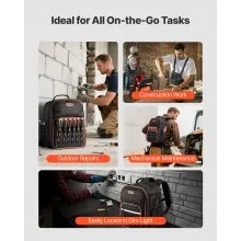 VEVOR Tool Backpack 49 Pockets Tear-resistant Jobsite Backpack for Electrician