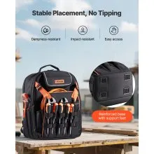 VEVOR Tool Backpack 45 Pockets Tear-resistant Jobsite Backpack for Electrician