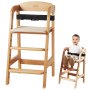 Cadeira alta de madeira VEVOR para bebês e crianças pequenas, cadeira de alimentação conversível ajustável, cadeira alta Eat & Grow com almofada de assento, assento elevatório portátil para jantar para bebês, cadeira infantil de madeira de faia, natural