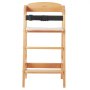 VEVOR wooden high chair with safety belt and cushioned seat in a natural wood finish.