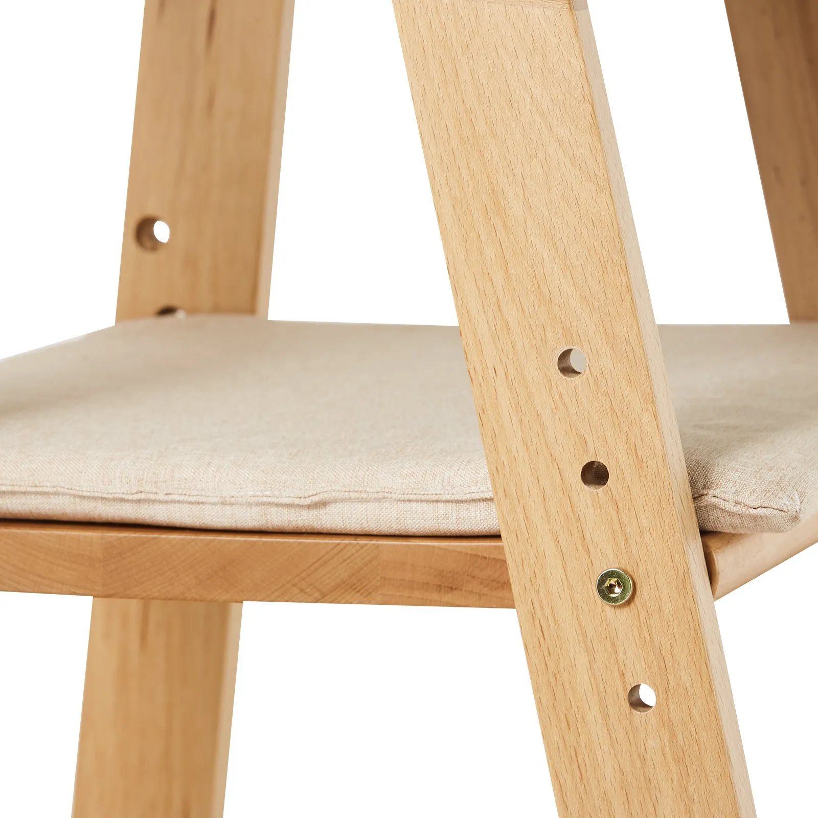 VEVOR wooden high chair with beige cushion and adjustable height options.