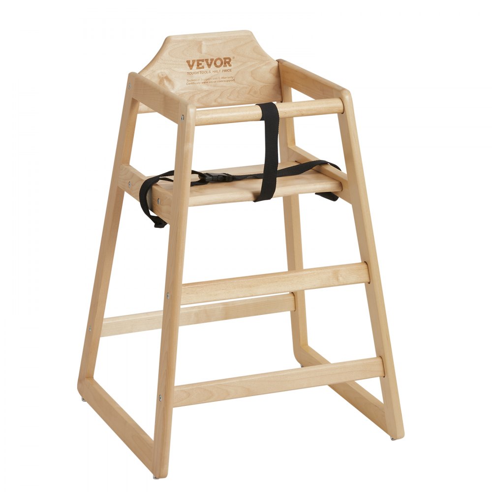 Scaun înalt din lemn VEVOR pentru bebeluși și copii mici, scaun dublu pentru hrănire din lemn masiv, scaun înalt portabil Eat & Grow, scaun înalt pentru bebeluși ușor de curățat, scaun compact pentru copii mici, natural