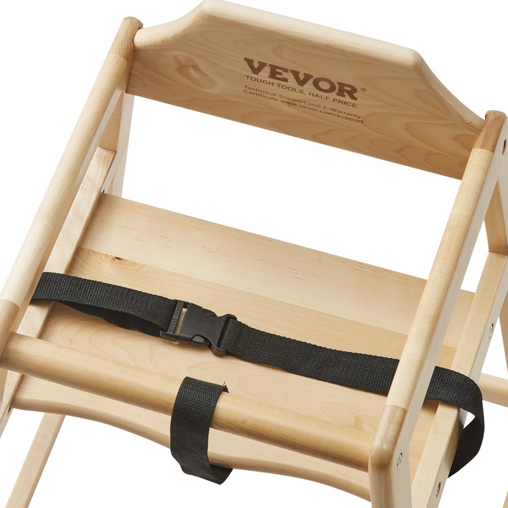 VEVOR Wooden High Chair for Babies & Toddlers, Double Solid Wood Feeding Chair, Eat & Grow Portable High Chair, Easy to Clean Baby Booster Seat, Compact Toddler Chair, Natural