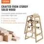 VEVOR Baby High Chair Wooden Toddler Chair Portable Baby Booster Seat Natural